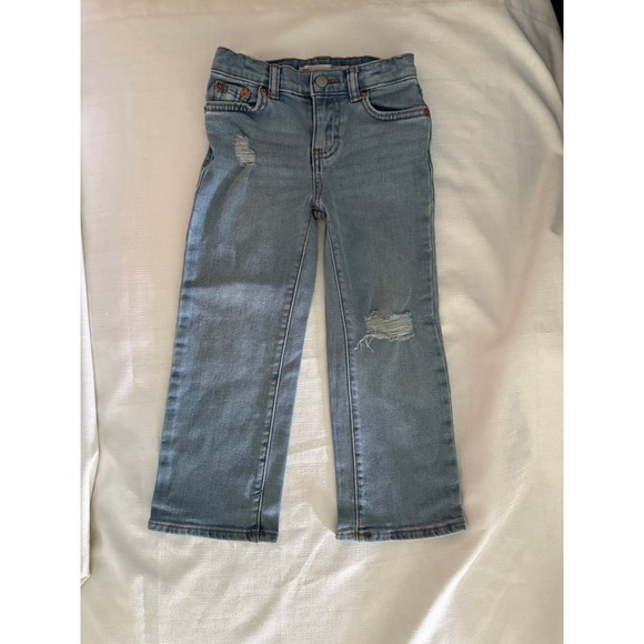 Levi's Wide Leg Jeans Size 5 Adjustable Waist Distressed Denim Girls Kids - Picture 1 of 8